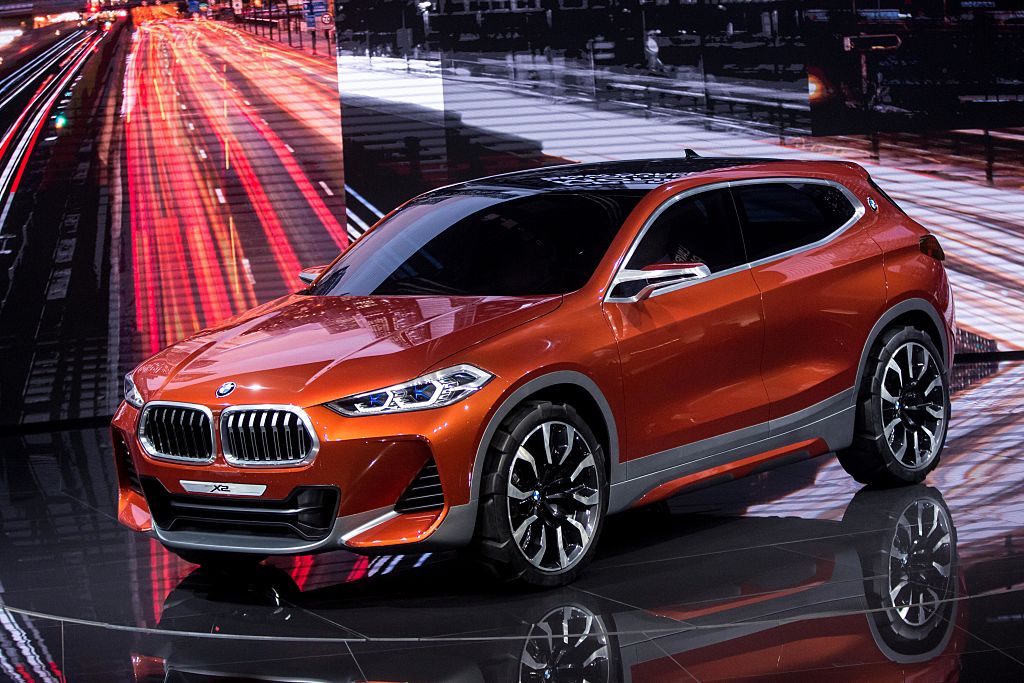 The BMW X2 on display at an auto show