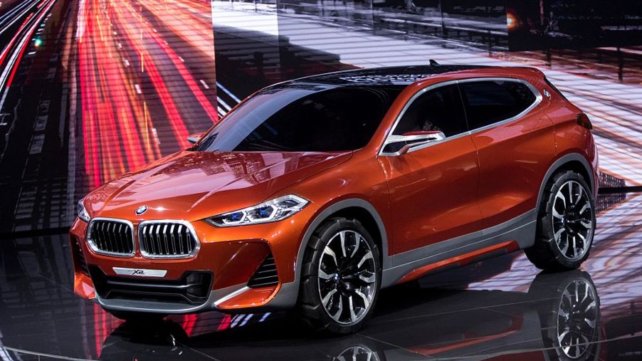 The BMW X2 on display at an auto show