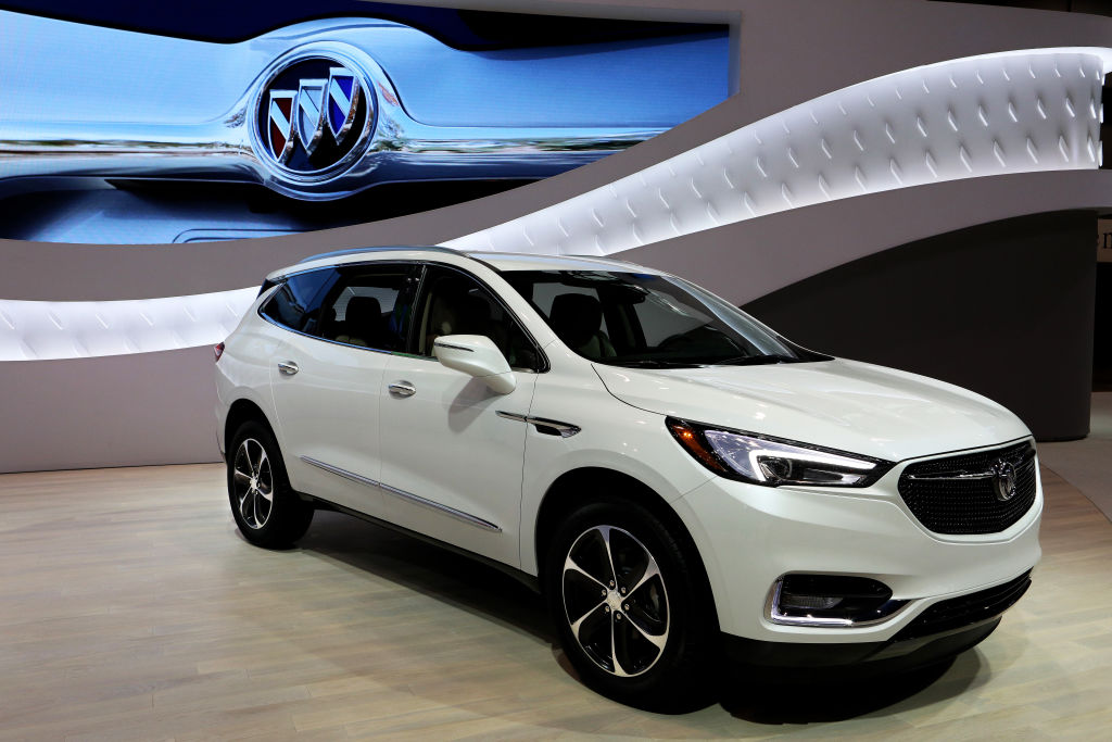 A 2020 Buick Enclave on display at an auto show