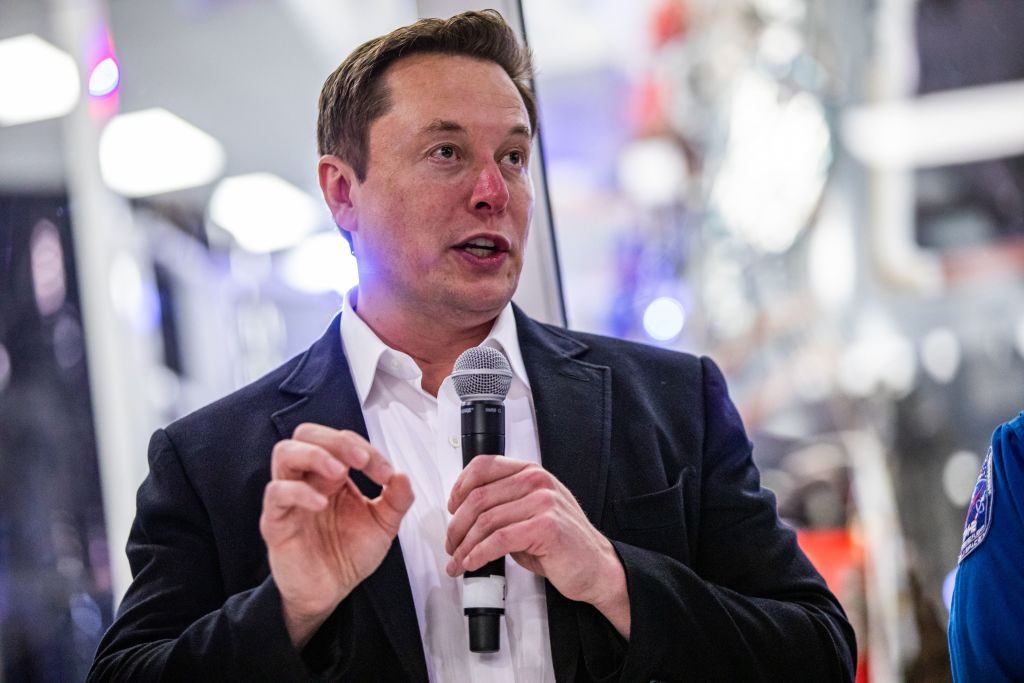 Tesla CEO Elon Musk giving a speech