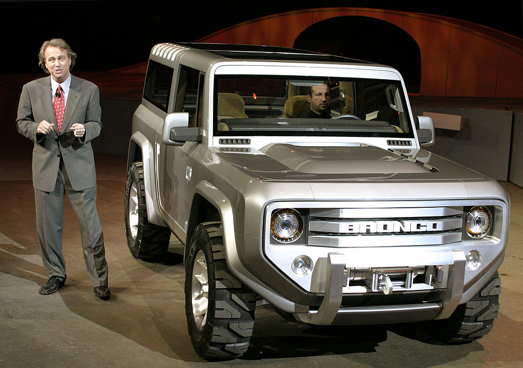 Ford Motor Company vice president of design J Mays introduces the new Ford Bronco concept vehicle at the North American International Auto Show