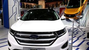A Ford Edge model car is on display at the IAA Frankfurt International Motor Show