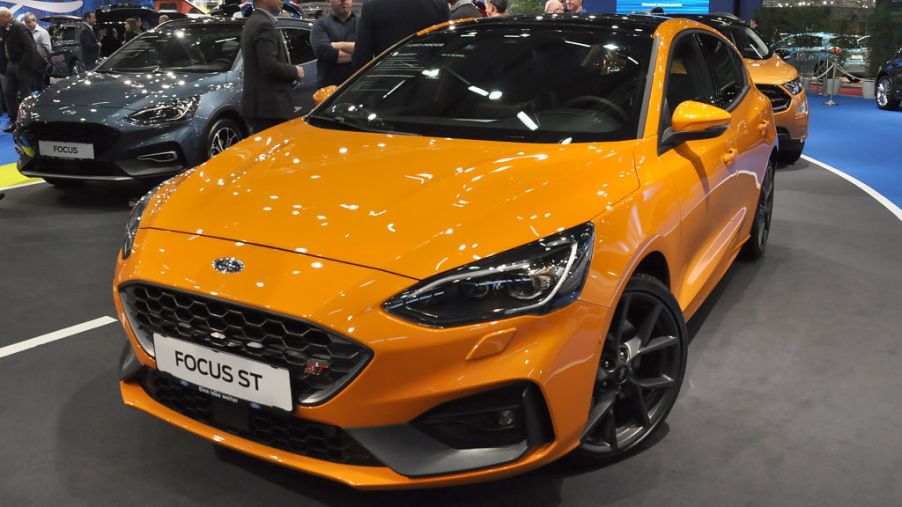 A Ford Focus ST is seen during the Vienna Car Show press preview at Messe Wien, as part of Vienna Holiday Fair