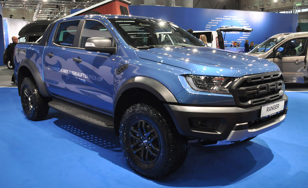 A new Ford Ranger on display at an auto show