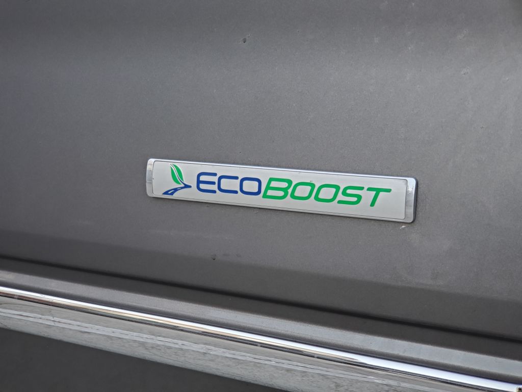 Close-up photo of the logo for Ford EcoBoost