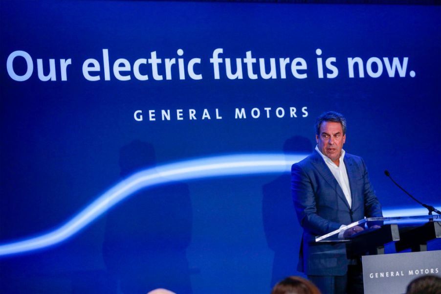 Mark Reuss, President of General Motors, announces that GMs Detroit-Hamtramck Assembly plant will build the all-electric Cruise Origin self-driving shuttle on January 27, 2020