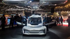 A car on display at the Geneva International Motor Show