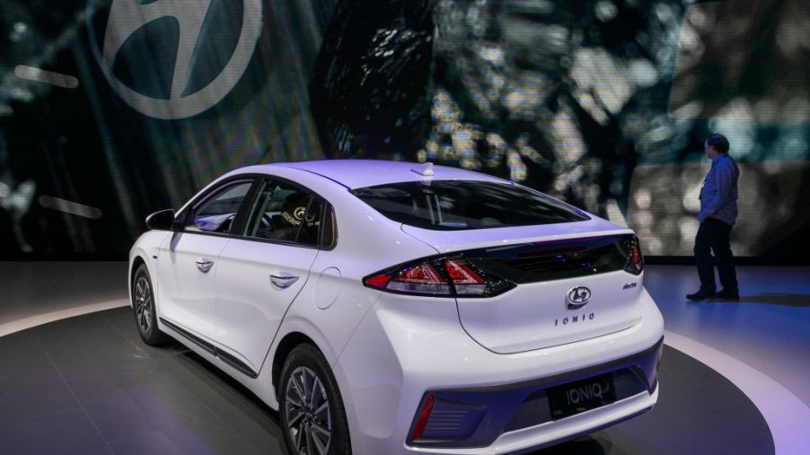 The Hyundai Ioniq is shown at AutoMobility LA on November 21, 2019 in Los Angeles, California