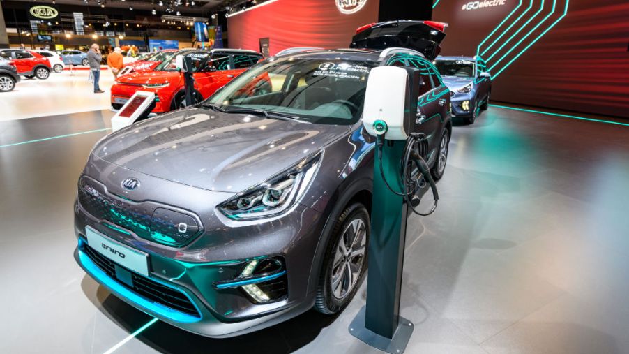 KIA Niro EV all electric subcompact crossover on display at Brussels Expo