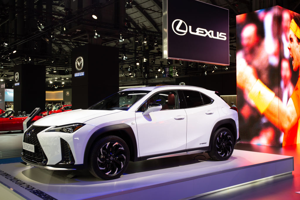 LEXUS UX 250 H. ENGAWA in exposition in the first day of the 'Salon del automovil 2019' on May 09, 2019