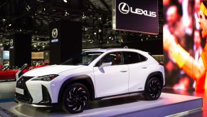 LEXUS UX 250 H. ENGAWA in exposition in the first day of the 'Salon del automovil 2019' on May 09, 2019