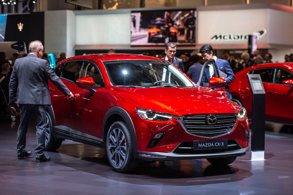 A Mazda CX-3 on display at an auto show