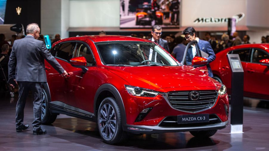A Mazda CX-3 on display at an auto show