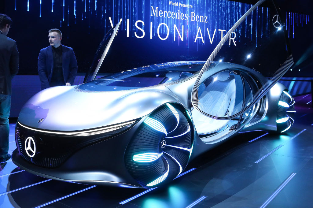 The Mercedes-Benz Vision AVTR concept car on display