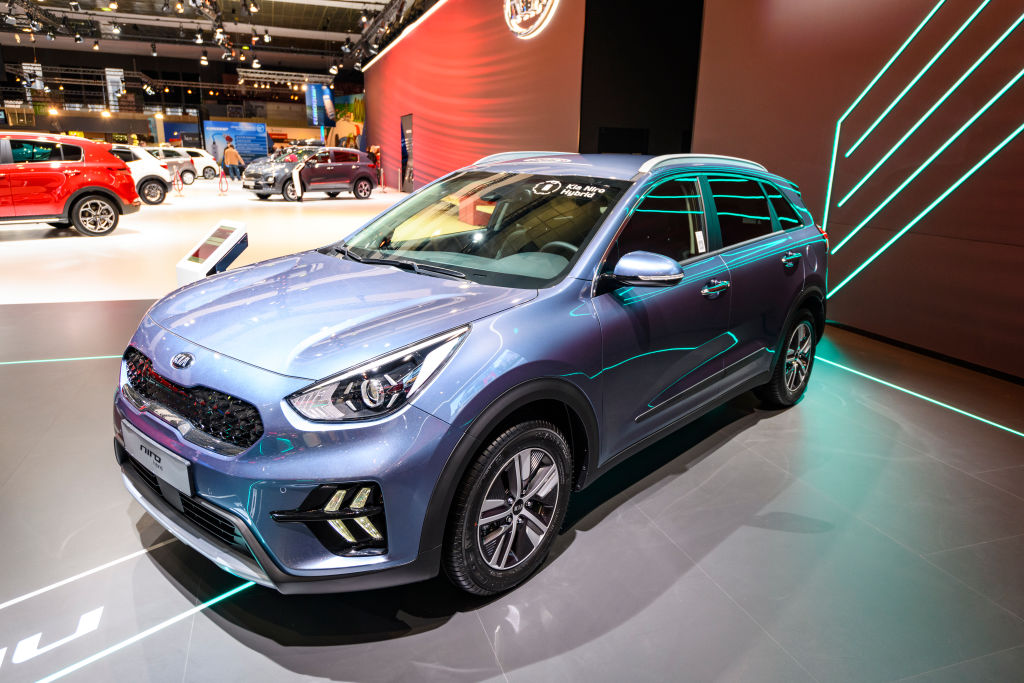 KIA Niro hybrid subcompact crossover on display at Brussels Expo
