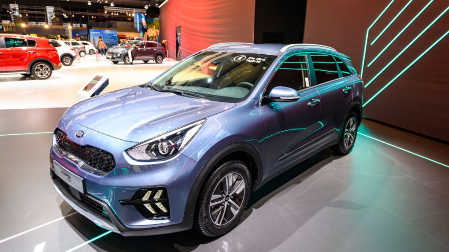 KIA Niro hybrid subcompact crossover on display at Brussels Expo