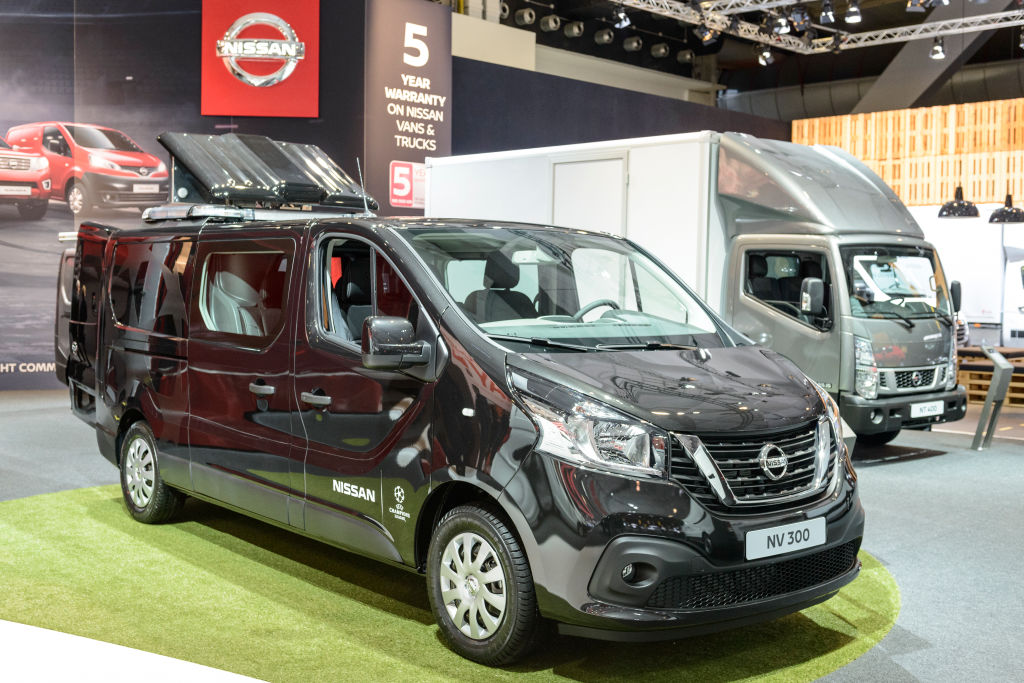 Nissan NV300 panel van light commercial vehicle on display at Brussels Expo