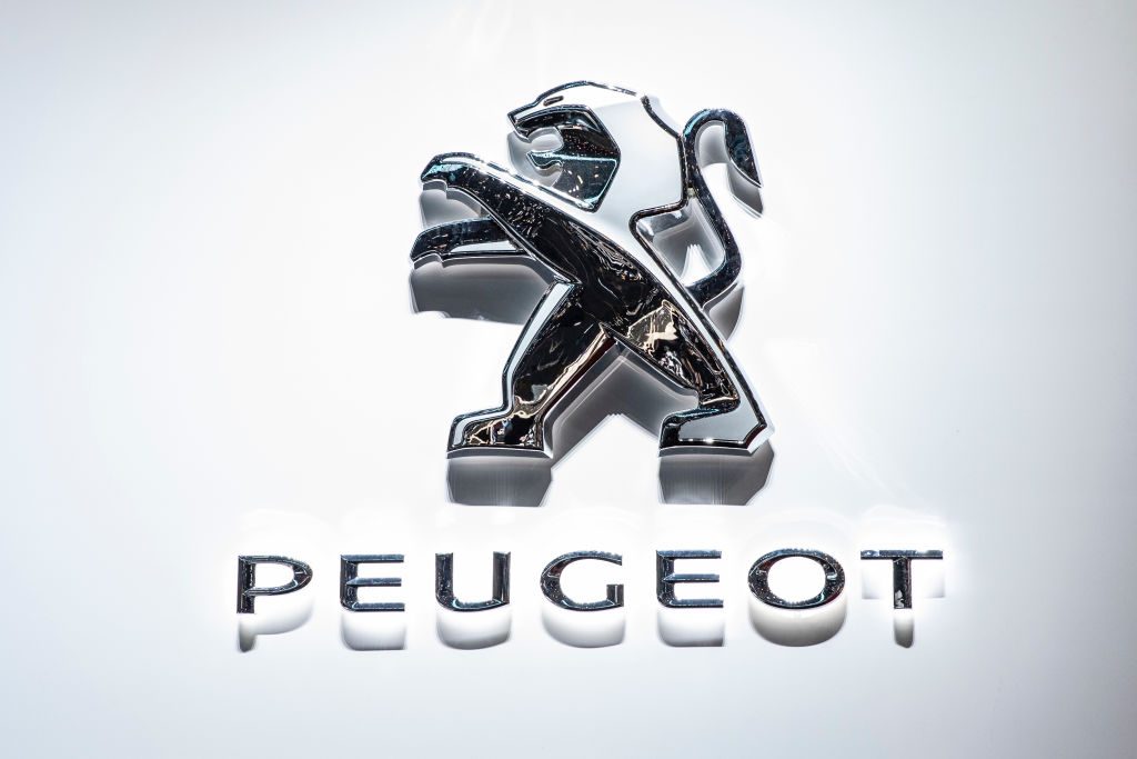 Peugeot logo during the Geneva International Motor Show