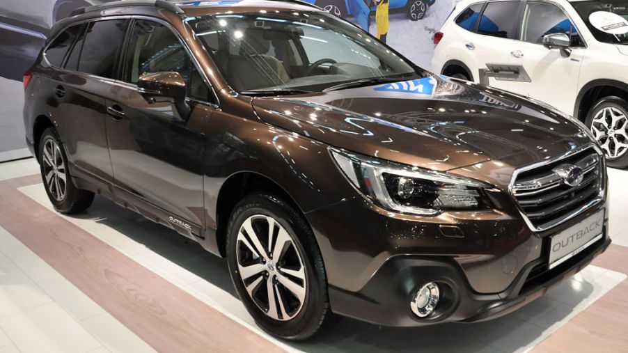 A Subaru Outback is seen during the Vienna Car Show press preview at Messe Wien, as part of Vienna Holiday Fair, on January 15, 2020 in Vienna, Austria