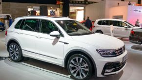 A new Volkswagen Tiguan on display at an auto show