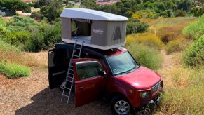 A Honda Element with camping gear