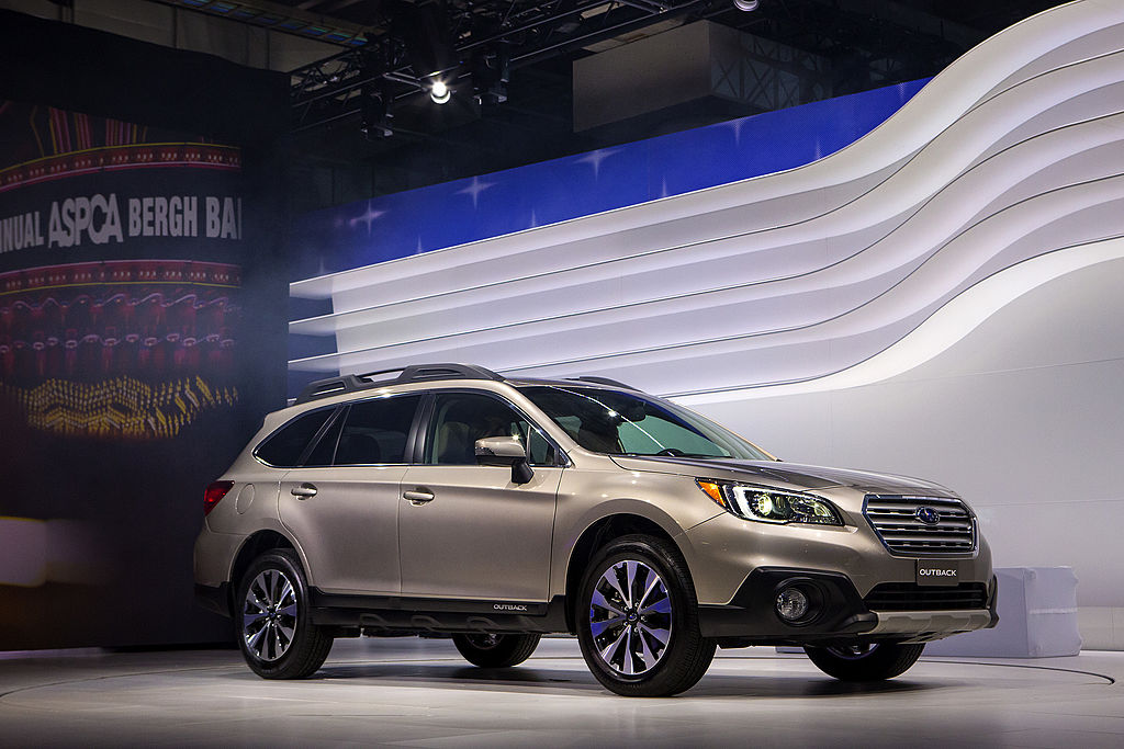 A 2015 Subaru Outback on display
