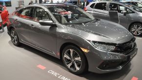 A 2020 Honda Civic on display at an auto show