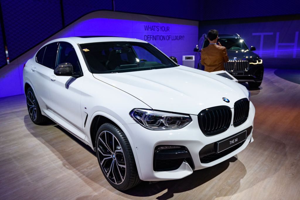 BMW X4 luxury crossover SUV on display at Brussels Expo