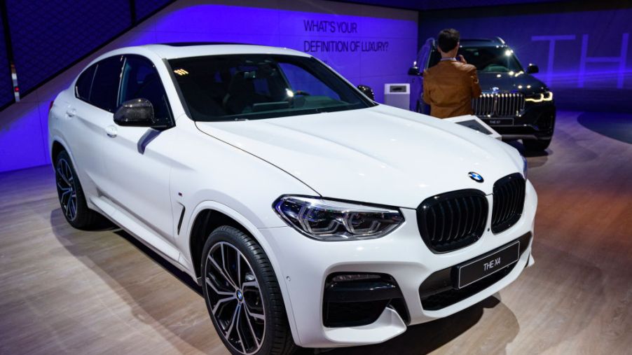 BMW X4 luxury crossover SUV on display at Brussels Expo