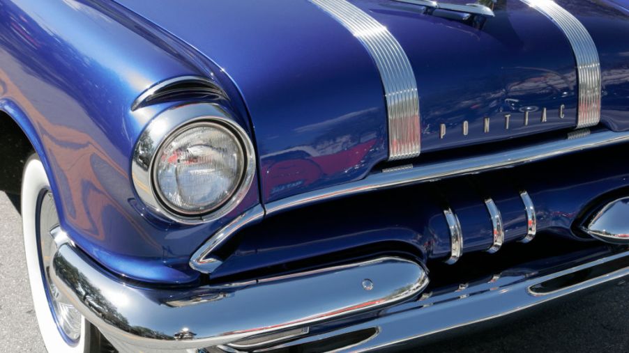 blue 1955 Pontiac
