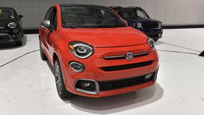 A Fiat 500X is seen at the 2020 New England Auto Show Press Preview at Boston Convention & Exhibition Center