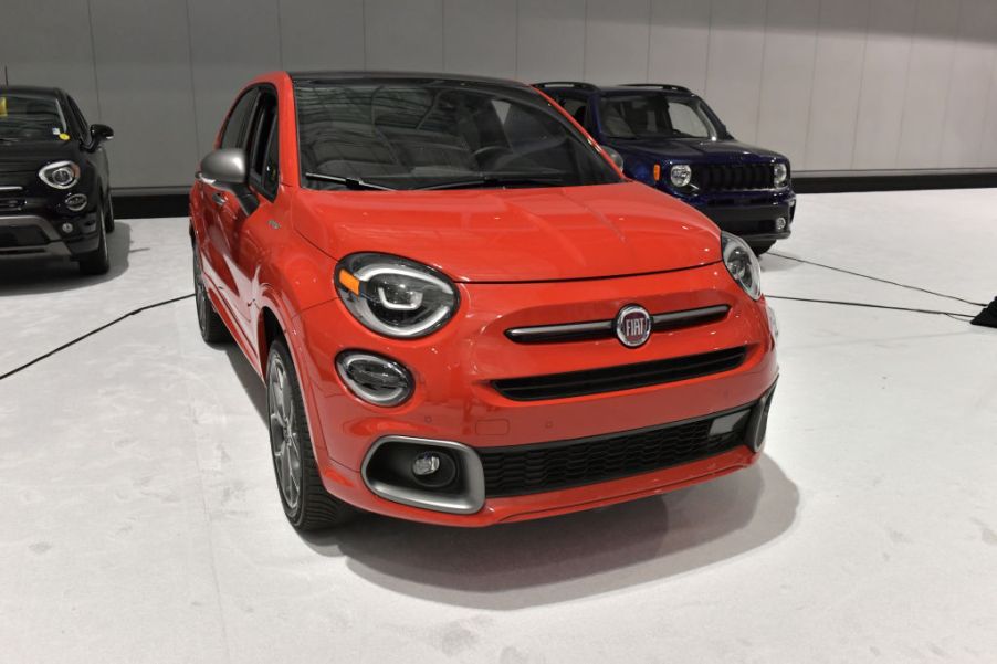 A Fiat 500X is seen at the 2020 New England Auto Show Press Preview at Boston Convention & Exhibition Center