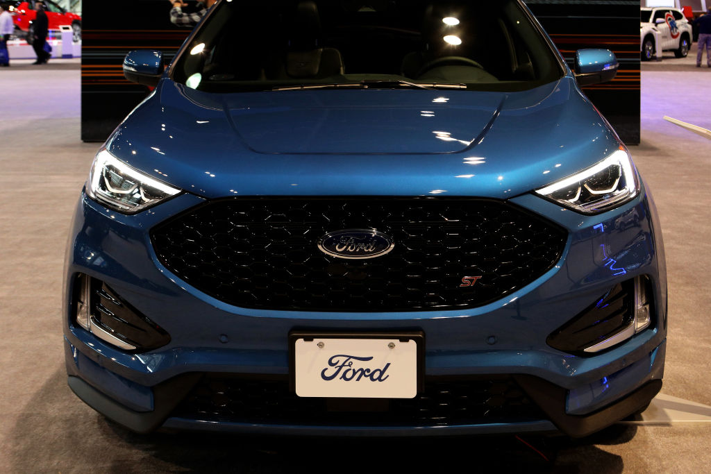 A new Ford Edge on display at an auto show