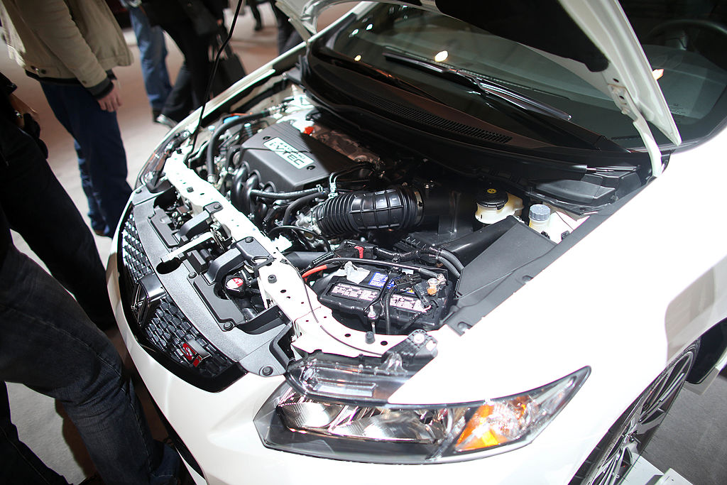 A close-up of the K24 engine in the 2013 Honda Civic Si.