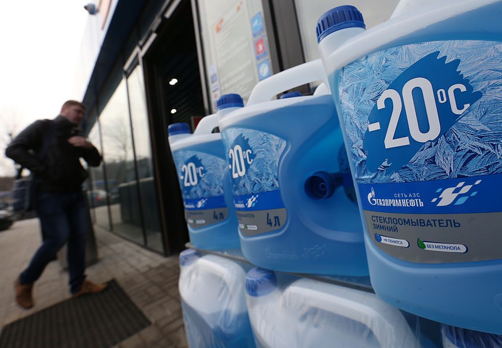 Bottles of engine coolant.