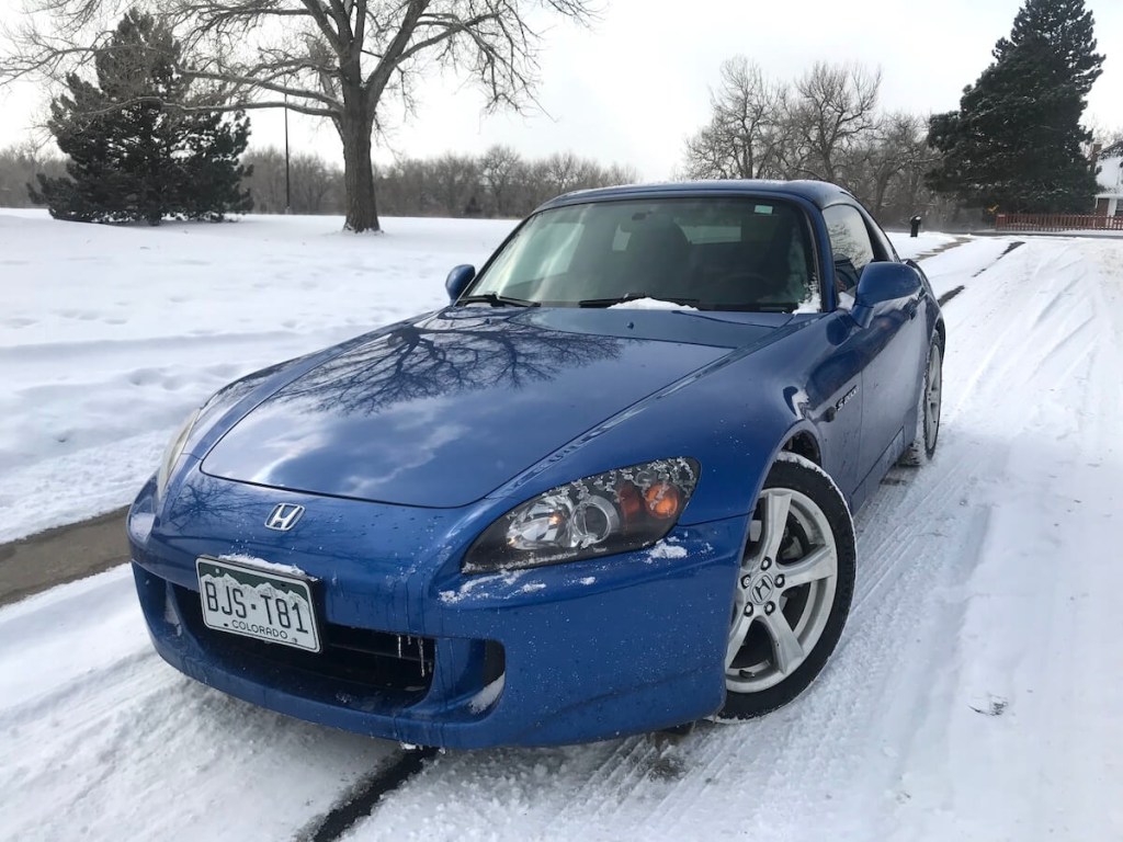A Honda S2000 in the snow