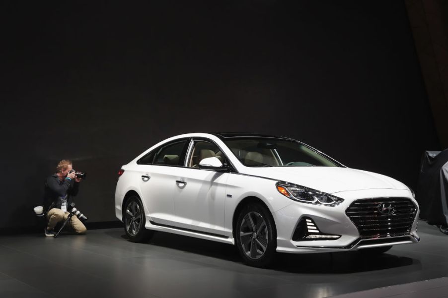 Hyundai Motor Company shows off a 2019 Sonata Hybrid at the Chicago Auto Show