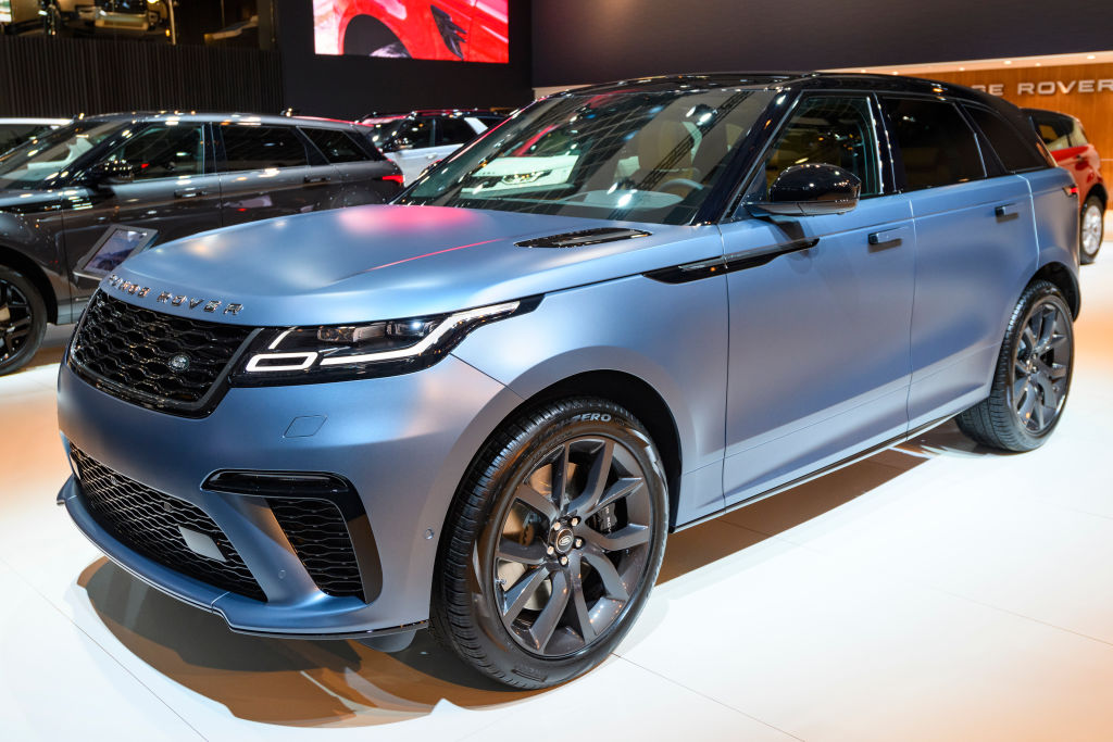 Range Rover Velar SVAutobiography Dynamic Edition P550 crossover luxury SUV on display at Brussels Expo