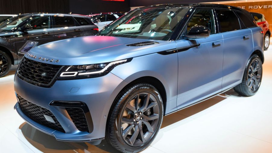 Range Rover Velar SVAutobiography Dynamic Edition P550 crossover luxury SUV on display at Brussels Expo