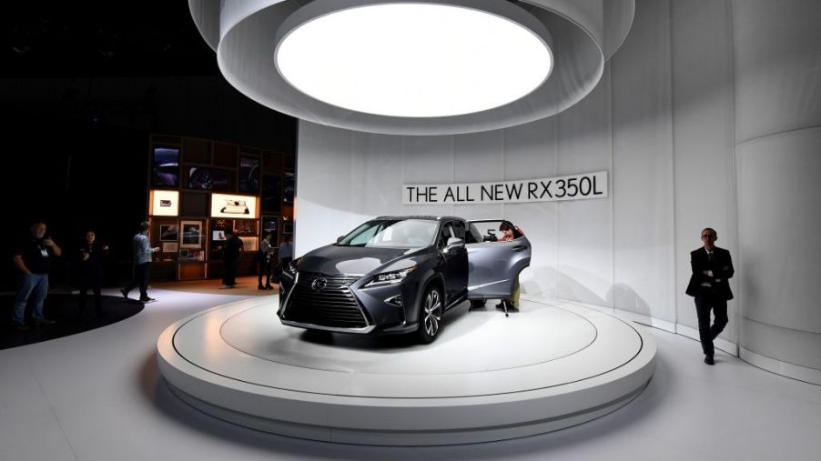 The exterior of the new Lexus RX350 on display at the 2017 LA Auto Show