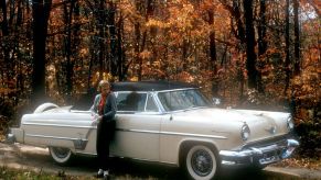 Actress Edie Adams Stands in Front of Her Lincoln Capri