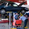 Motor car on hydraulic lift repair workshop Springfield Missouri USA