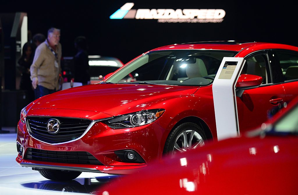 The 2015 Mazda6 is displayed on November 20, 2013 during media previews at the LA Auto Show