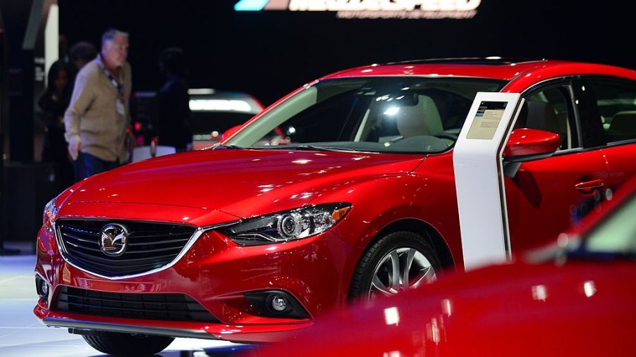 The 2015 Mazda6 is displayed on November 20, 2013 during media previews at the LA Auto Show