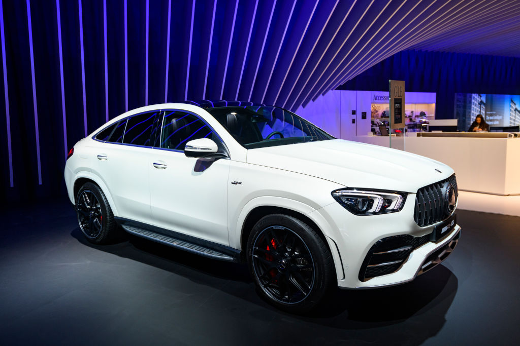 Mercedes-AMG GLE 63 S Coupé GLE Class luxury crossover SUV car on display at Brussels Expo