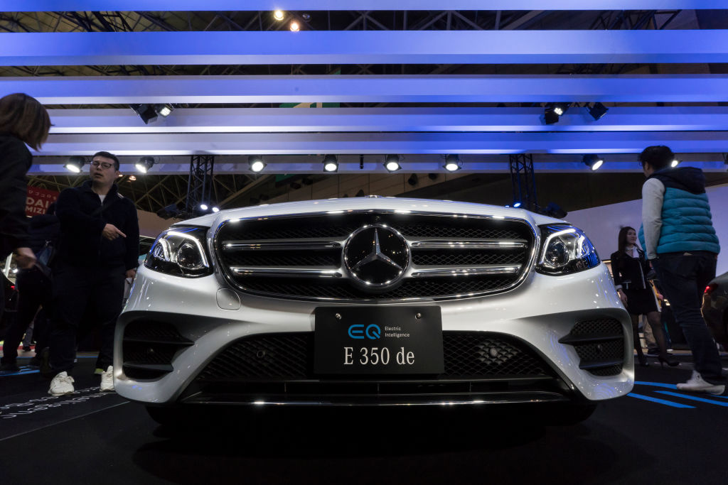 Mercedes-Benz E350 de is displayed at the Tokyo Auto Salon 2020