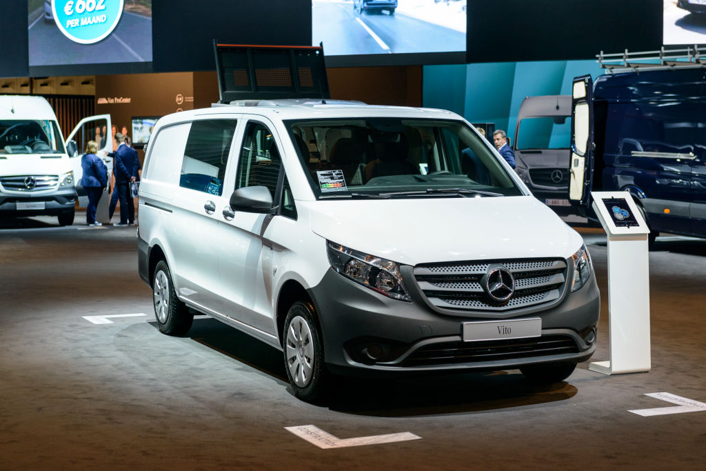 Mercedes-Benz Metris/Vito panel van light commercial vehicle on display at Brussels Expo on January 13, 2017 in Brussels, Belgium