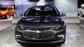 A Chevy Malibu on display at an auto show