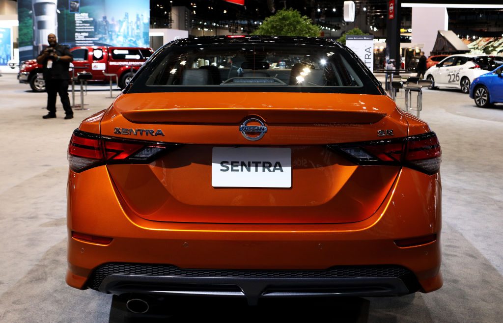 A new Nissan Sentra on display