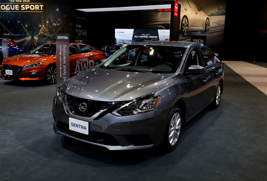 A new Nissan Sentra at an auto show